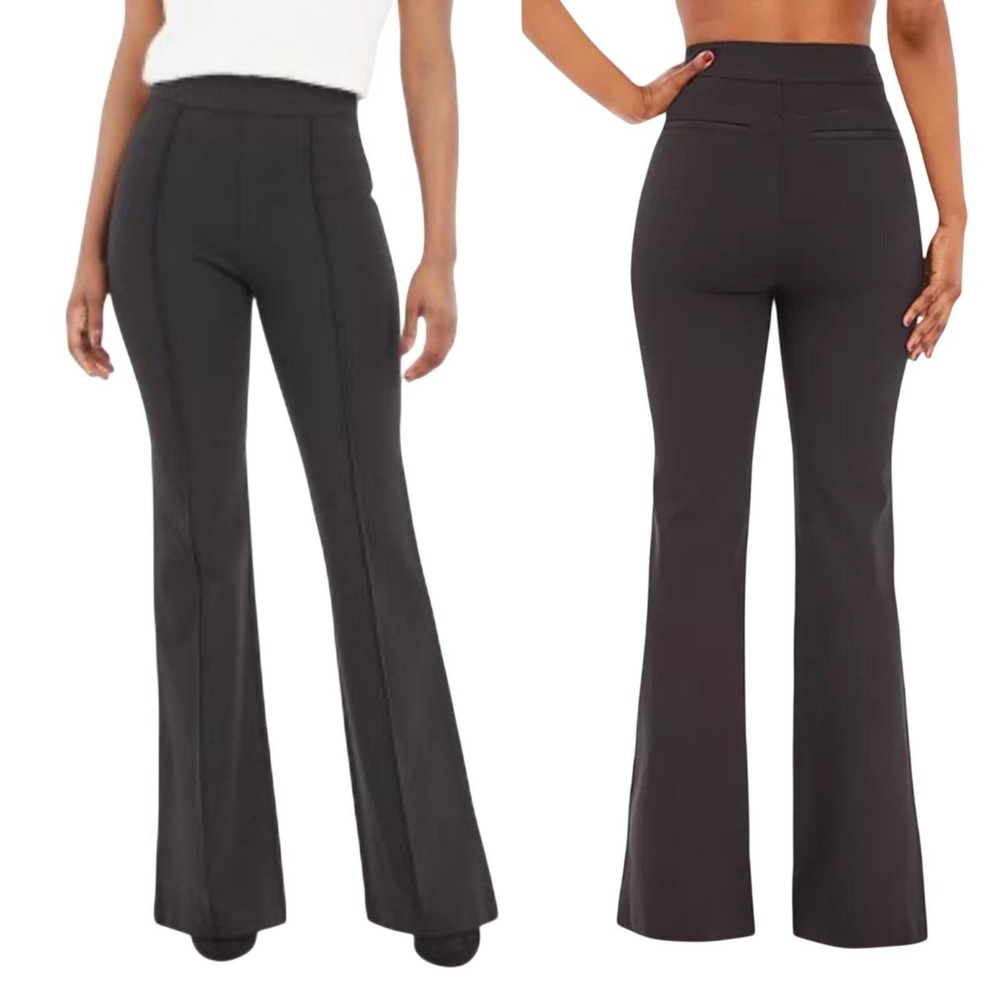 Spanx Womens High Rise Flare Ponte Pants‎ Black Size Large